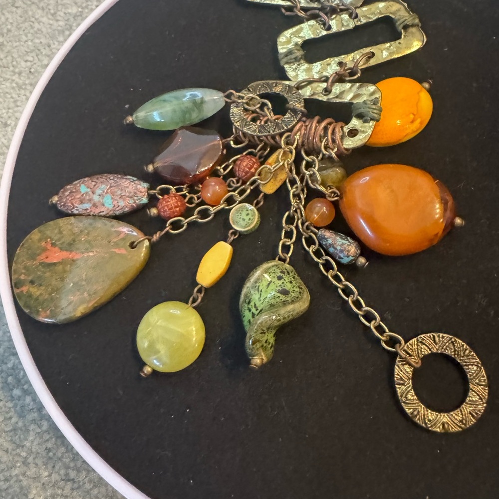 Elegant Multicolor Pendant Statement Necklace - image 3